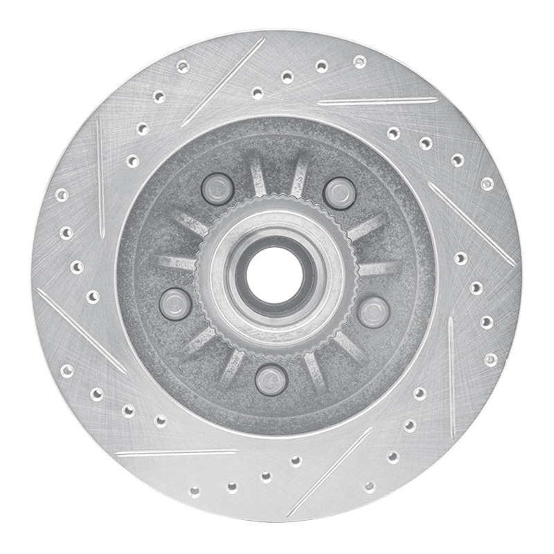 Ford F-150 Brake Rotor (1) - Front Right - R1 Concepts - Drilled & Slotted - Silver - `97-`00